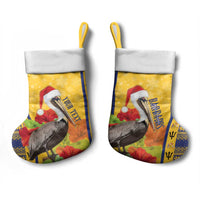 Personalized Barbados Christmas Stocking Bajan Xmas Brown Pelican Santa - Wonder Print Shop