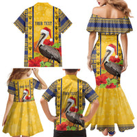 Personalized Barbados Christmas Family Matching Mermaid Dress and Hawaiian Shirt Bajan Xmas Brown Pelican Santa - Wonder Print Shop