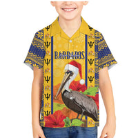Personalized Barbados Christmas Family Matching Mermaid Dress and Hawaiian Shirt Bajan Xmas Brown Pelican Santa - Wonder Print Shop