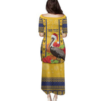 Personalized Barbados Christmas Family Matching Puletasi and Hawaiian Shirt Bajan Xmas Brown Pelican Santa - Wonder Print Shop