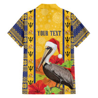Personalized Barbados Christmas Family Matching Short Sleeve Bodycon Dress and Hawaiian Shirt Bajan Xmas Brown Pelican Santa - Wonder Print Shop