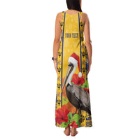 Personalized Barbados Christmas Family Matching Tank Maxi Dress and Hawaiian Shirt Bajan Xmas Brown Pelican Santa - Wonder Print Shop