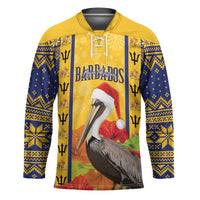 Personalized Barbados Christmas Hockey Jersey Bajan Xmas Brown Pelican Santa - Wonder Print Shop