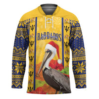 Personalized Barbados Christmas Hockey Jersey Bajan Xmas Brown Pelican Santa - Wonder Print Shop