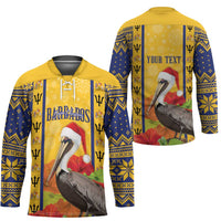 Personalized Barbados Christmas Hockey Jersey Bajan Xmas Brown Pelican Santa - Wonder Print Shop
