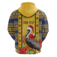 Personalized Barbados Christmas Hoodie Bajan Xmas Brown Pelican Santa - Wonder Print Shop