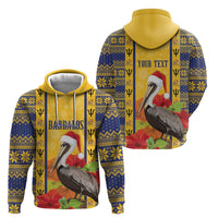 Personalized Barbados Christmas Hoodie Bajan Xmas Brown Pelican Santa - Wonder Print Shop