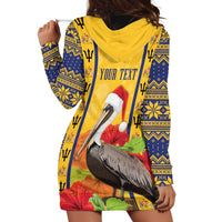 Personalized Barbados Christmas Hoodie Dress Bajan Xmas Brown Pelican Santa - Wonder Print Shop