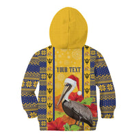 Personalized Barbados Christmas Kid Hoodie Bajan Xmas Brown Pelican Santa - Wonder Print Shop