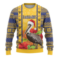 Personalized Barbados Christmas Ugly Christmas Sweater Bajan Xmas Brown Pelican Santa - Wonder Print Shop