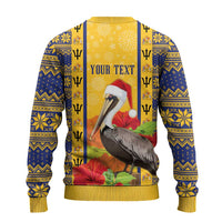 Personalized Barbados Christmas Ugly Christmas Sweater Bajan Xmas Brown Pelican Santa - Wonder Print Shop