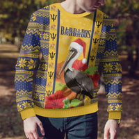 Personalized Barbados Christmas Ugly Christmas Sweater Bajan Xmas Brown Pelican Santa - Wonder Print Shop