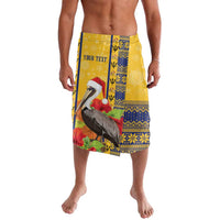 Personalized Barbados Christmas Lavalava Bajan Xmas Brown Pelican Santa - Wonder Print Shop