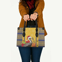 Personalized Barbados Christmas Leather Bag Bajan Xmas Brown Pelican Santa - Wonder Print Shop