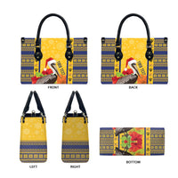 Personalized Barbados Christmas Leather Bag Bajan Xmas Brown Pelican Santa - Wonder Print Shop