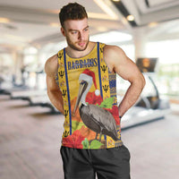 Personalized Barbados Christmas Men Tank Top Bajan Xmas Brown Pelican Santa - Wonder Print Shop