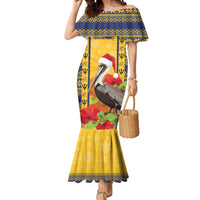 Personalized Barbados Christmas Mermaid Dress Bajan Xmas Brown Pelican Santa - Wonder Print Shop