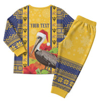 Personalized Barbados Christmas Pajama Set Bajan Xmas Brown Pelican Santa - Wonder Print Shop