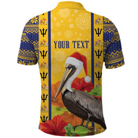 Personalized Barbados Christmas Polo Shirt Bajan Xmas Brown Pelican Santa - Wonder Print Shop