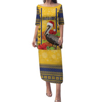 Personalized Barbados Christmas Puletasi Bajan Xmas Brown Pelican Santa - Wonder Print Shop