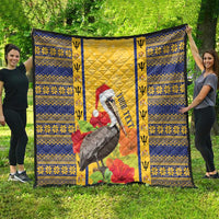 Personalized Barbados Christmas Quilt Bajan Xmas Brown Pelican Santa - Wonder Print Shop