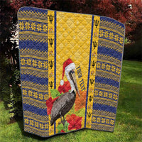 Personalized Barbados Christmas Quilt Bajan Xmas Brown Pelican Santa - Wonder Print Shop