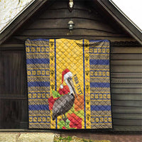 Personalized Barbados Christmas Quilt Bajan Xmas Brown Pelican Santa - Wonder Print Shop