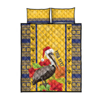 Personalized Barbados Christmas Quilt Bed Set Bajan Xmas Brown Pelican Santa - Wonder Print Shop