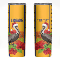 Personalized Barbados Christmas Skinny Tumbler Bajan Xmas Brown Pelican Santa - Wonder Print Shop