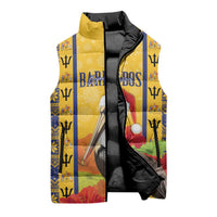 Personalized Barbados Christmas Sleeveless Puffer Jacket Bajan Xmas Brown Pelican Santa - Wonder Print Shop