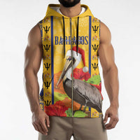 Personalized Barbados Christmas Sleeveless Zip Hoodie Bajan Xmas Brown Pelican Santa - Wonder Print Shop
