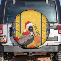 Personalized Barbados Christmas Spare Tire Cover Bajan Xmas Brown Pelican Santa - Wonder Print Shop