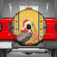 Personalized Barbados Christmas Spare Tire Cover Bajan Xmas Brown Pelican Santa - Wonder Print Shop