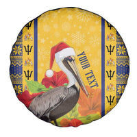 Personalized Barbados Christmas Spare Tire Cover Bajan Xmas Brown Pelican Santa - Wonder Print Shop