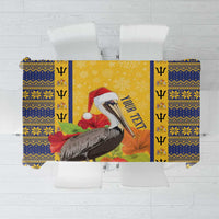 Personalized Barbados Christmas Tablecloth Bajan Xmas Brown Pelican Santa - Wonder Print Shop