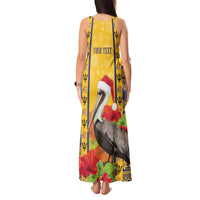 Personalized Barbados Christmas Tank Maxi Dress Bajan Xmas Brown Pelican Santa - Wonder Print Shop