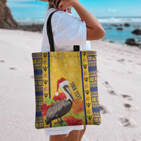 Personalized Barbados Christmas Tote Bag Bajan Xmas Brown Pelican Santa - Wonder Print Shop