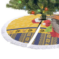 Barbados Christmas Tree Skirt Bajan Xmas Brown Pelican Santa - Wonder Print Shop