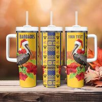 Personalized Barbados Christmas Tumbler With Handle Bajan Xmas Brown Pelican Santa - Wonder Print Shop