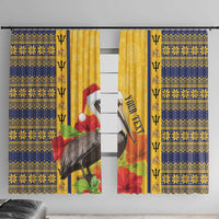 Personalized Barbados Christmas Window Curtain Bajan Xmas Brown Pelican Santa - Wonder Print Shop