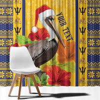 Personalized Barbados Christmas Window Curtain Bajan Xmas Brown Pelican Santa - Wonder Print Shop