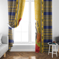 Personalized Barbados Christmas Window Curtain Bajan Xmas Brown Pelican Santa - Wonder Print Shop