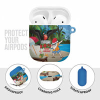 Antigua And Barbuda Christmas AirPods Case Magnificent Frigatebird Dabbing Santa - Wonder Print Shop