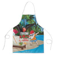 Antigua And Barbuda Christmas Apron Magnificent Frigatebird Dabbing Santa - Wonder Print Shop