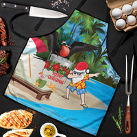 Antigua And Barbuda Christmas Apron Magnificent Frigatebird Dabbing Santa - Wonder Print Shop