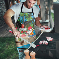 Antigua And Barbuda Christmas Apron Magnificent Frigatebird Dabbing Santa - Wonder Print Shop