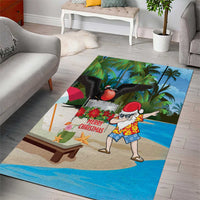 Antigua And Barbuda Christmas Area Rug Magnificent Frigatebird Dabbing Santa - Wonder Print Shop