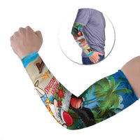 Antigua And Barbuda Christmas Arm Sleeves Magnificent Frigatebird Dabbing Santa - Wonder Print Shop