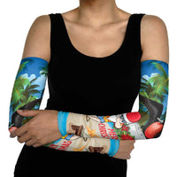 Antigua And Barbuda Christmas Arm Sleeves Magnificent Frigatebird Dabbing Santa - Wonder Print Shop