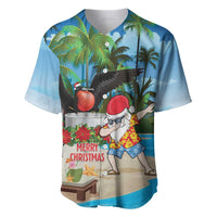Antigua And Barbuda Christmas Baseball Jersey Magnificent Frigatebird Dabbing Santa - Wonder Print Shop
